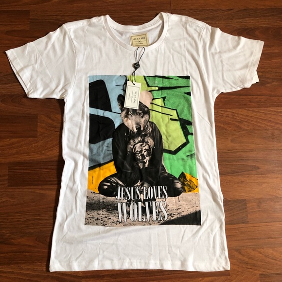 Eleven Paris Jesus Loves Wolves Men’s Graphic Tee T-Shirt M - Picture 2 of 9